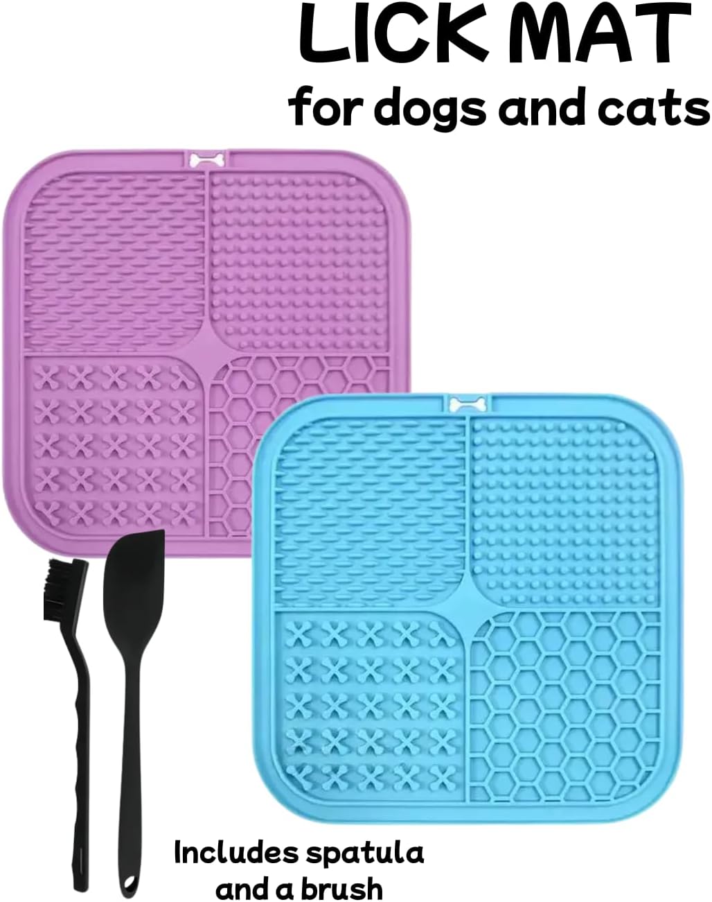 Dog Lick Mat Set, 2 Lick Mats for Dogs with Spatula & Brush