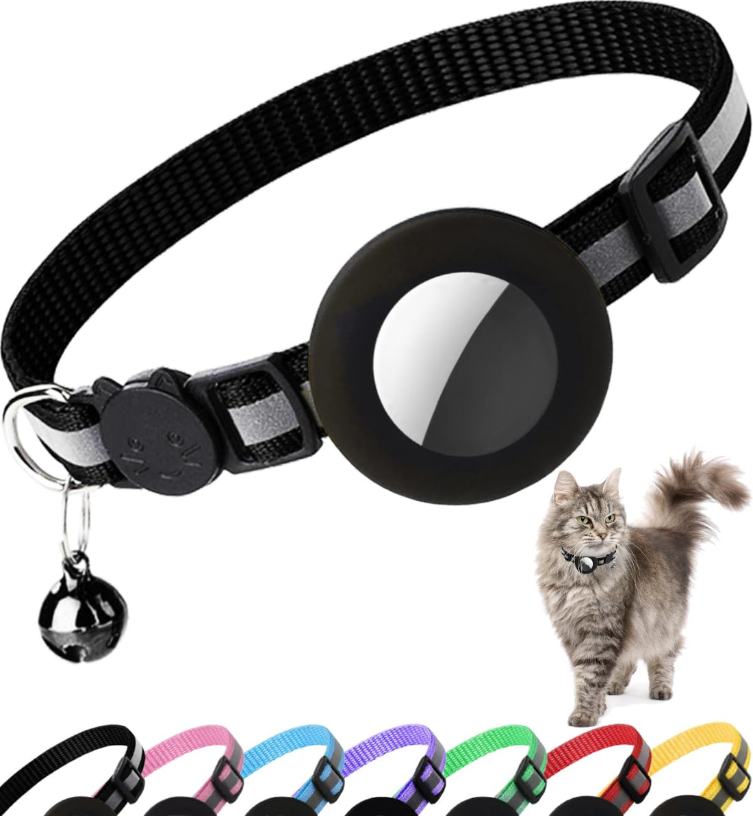 Airtag Cat Collar Breakaway, Reflective Kitten Collar with Apple Air