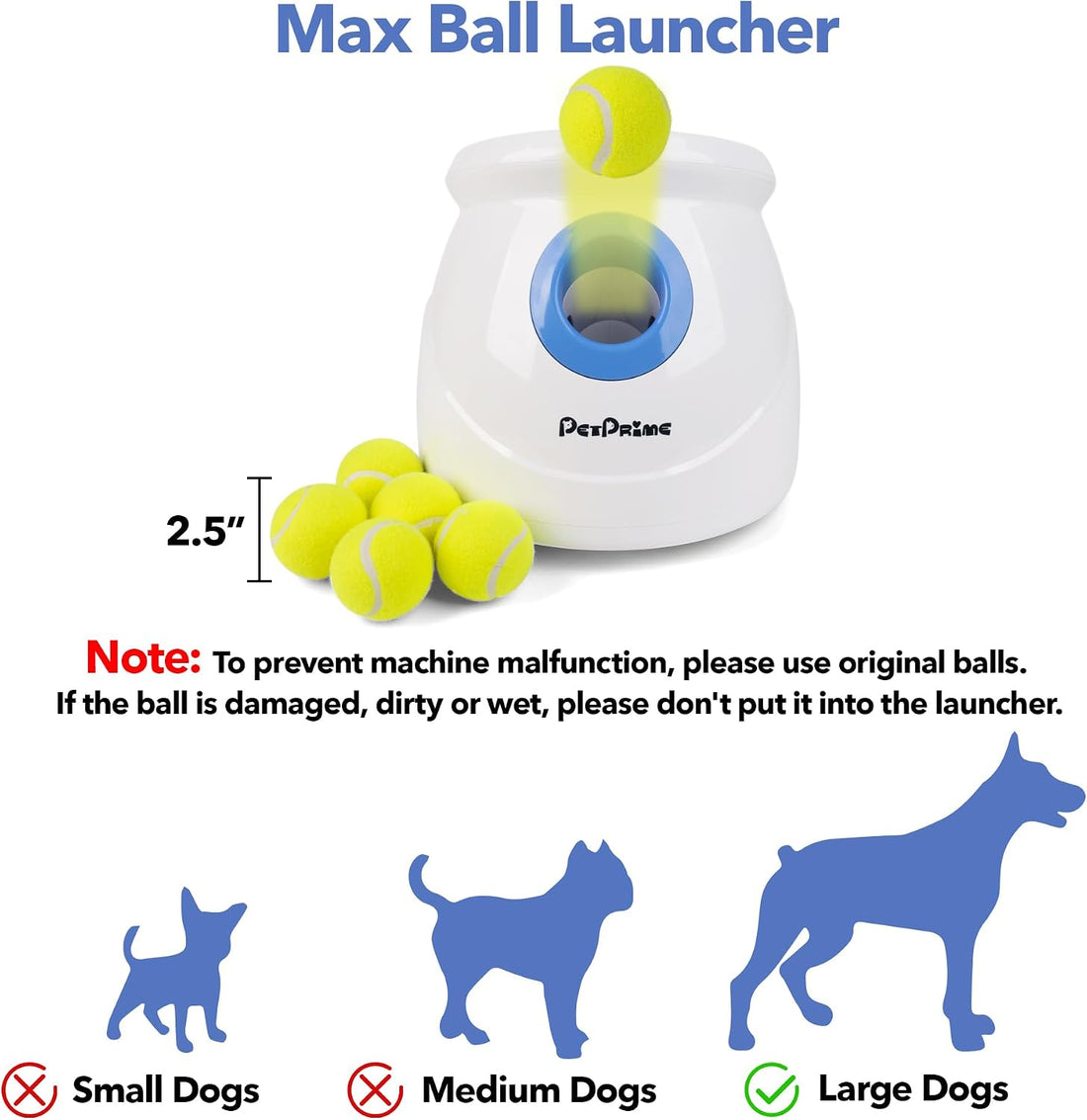 Pet Prime Dog Automatic Ball Launcher for Large Dogs Ball Thrower