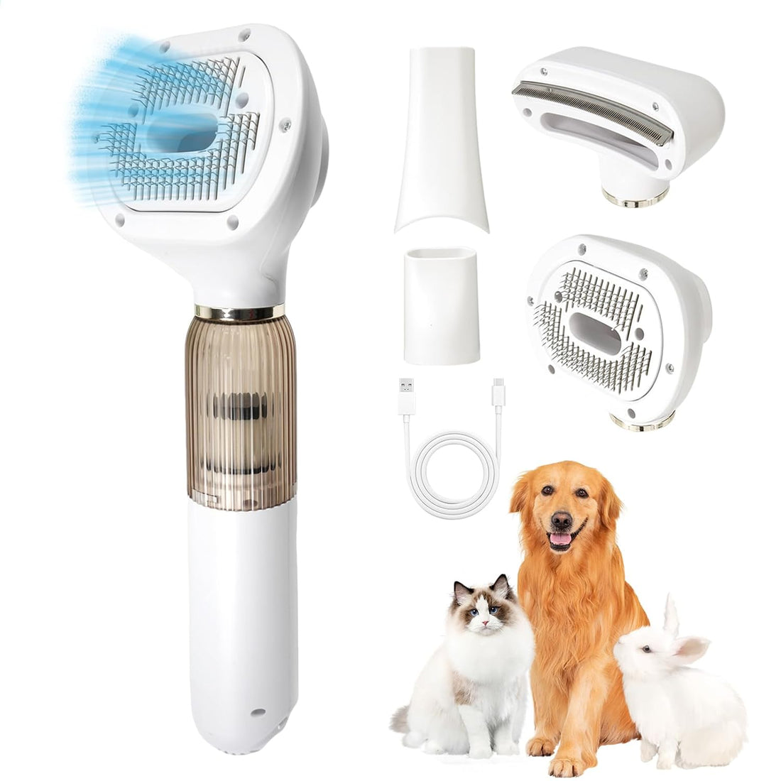 Vacuum Grooming Brush,4-In-1 Kit for Shedding,Deshedding Tool for Dog