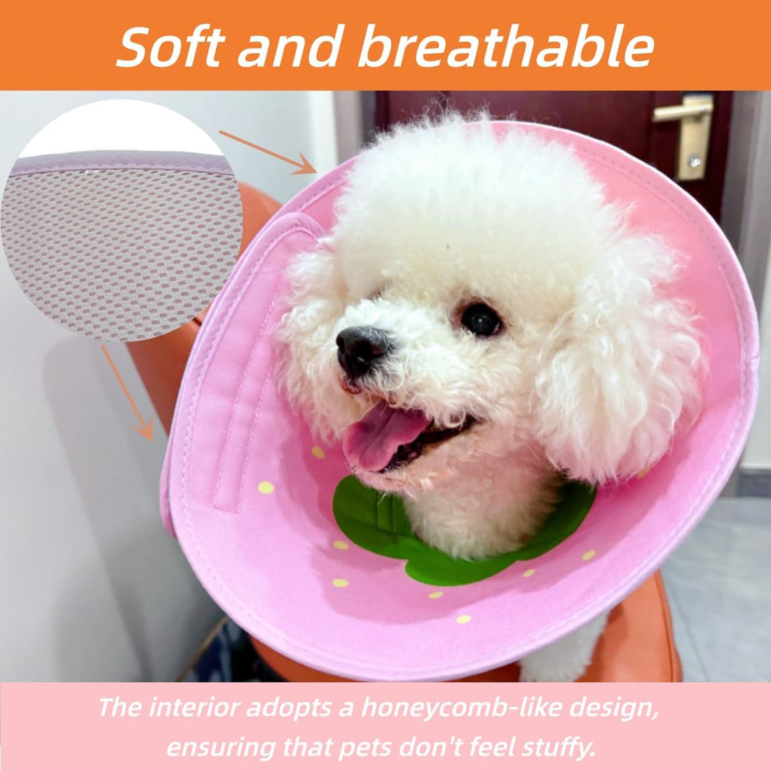 Soft Pet Cone Collar, Strawberry, L