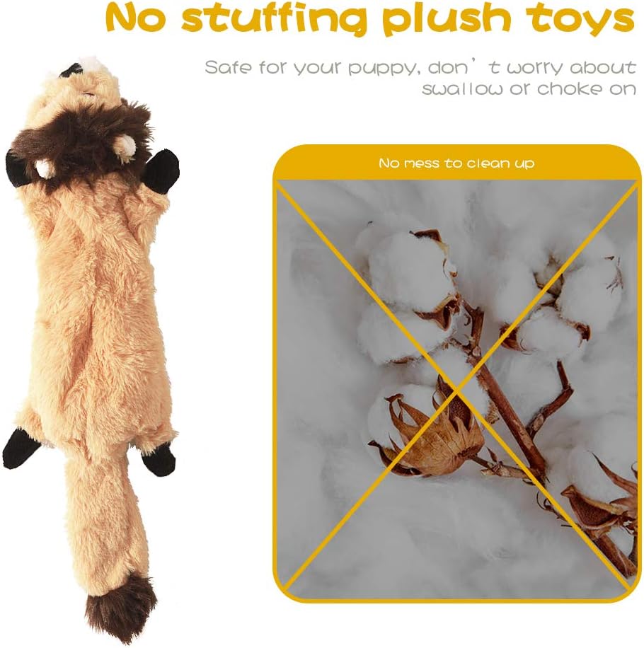 Dog Squeak Toys, No Stuffing Plush Dogs Chew Toy Bundle for Small