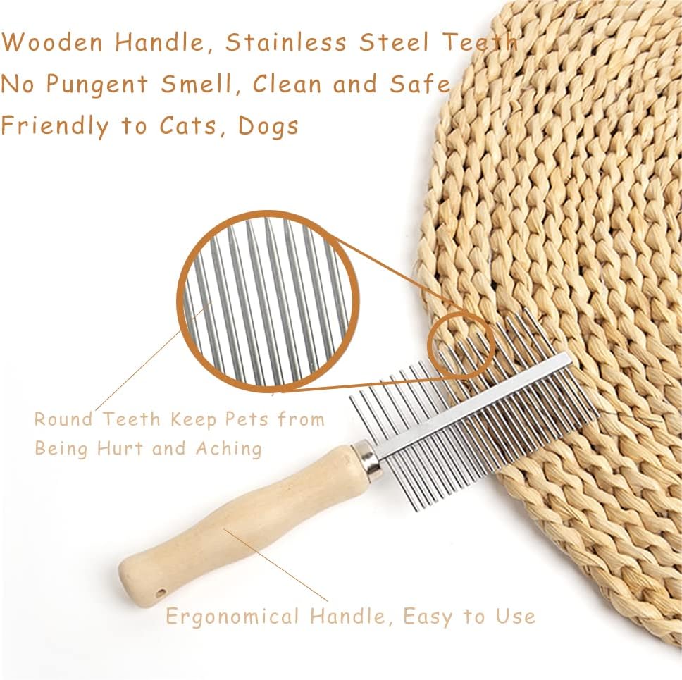 Dog Cat Pet Comb Double-Sided Grooming Brush Metal Comb for Loosening