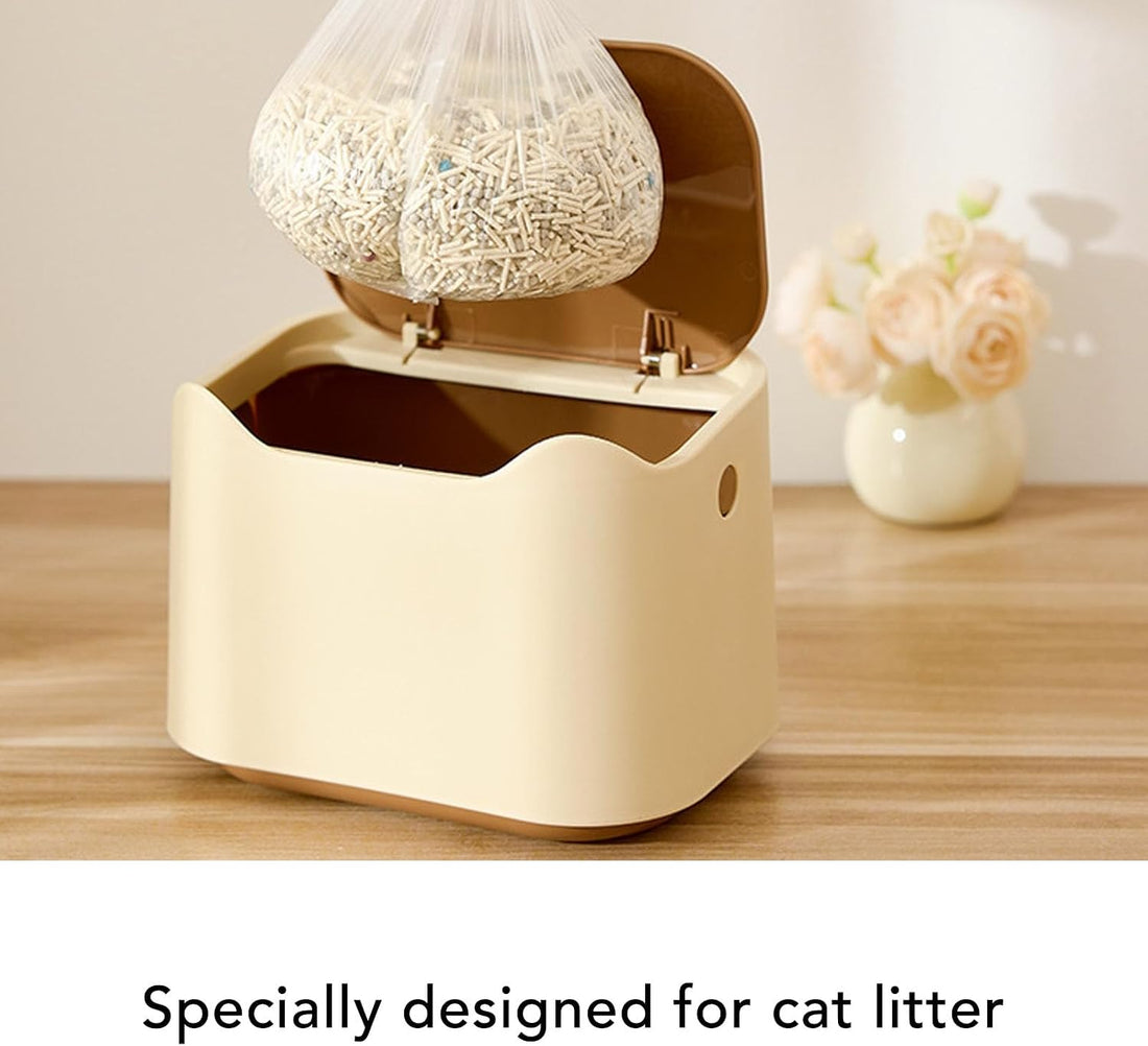 Saluaqui OdorResistant Cat Litter Trash Can with Press Lid Enclosed