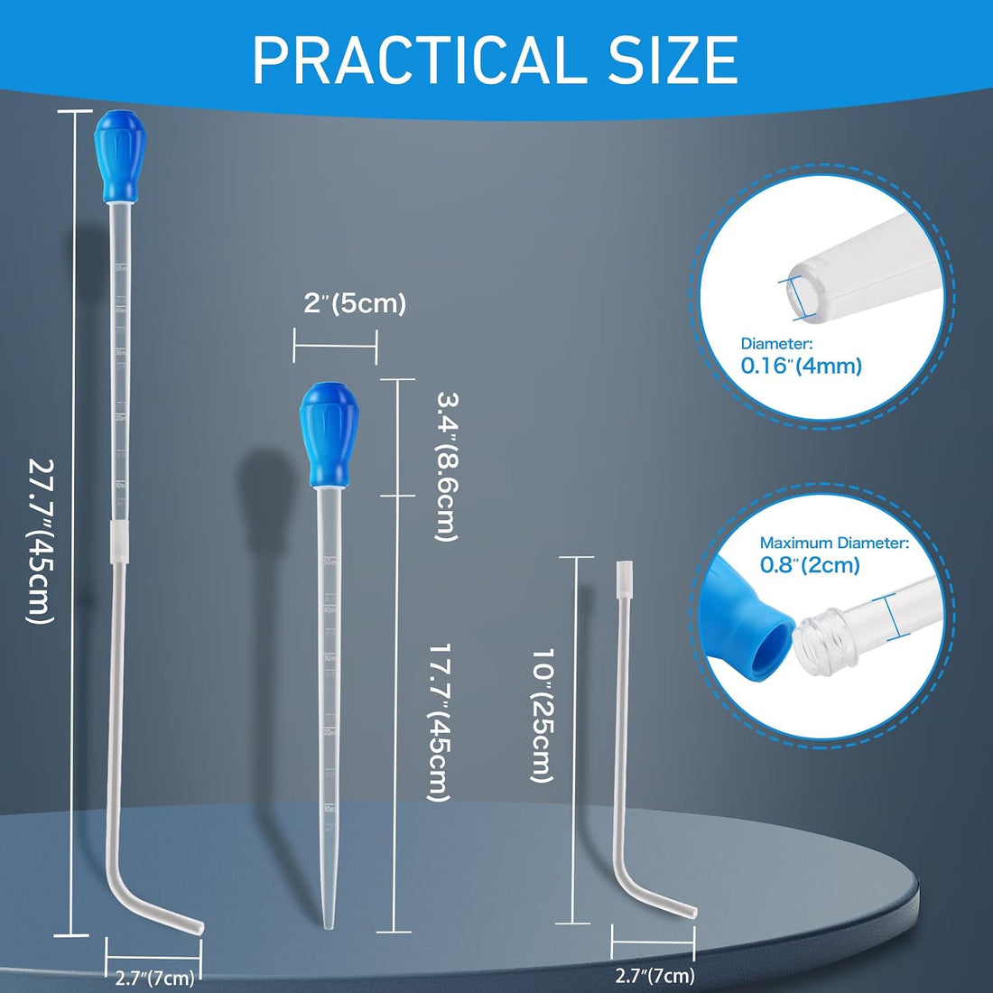 27.7IN Extra Long Turkey Baster for Aquarium Coral Fish Feeder,Blue