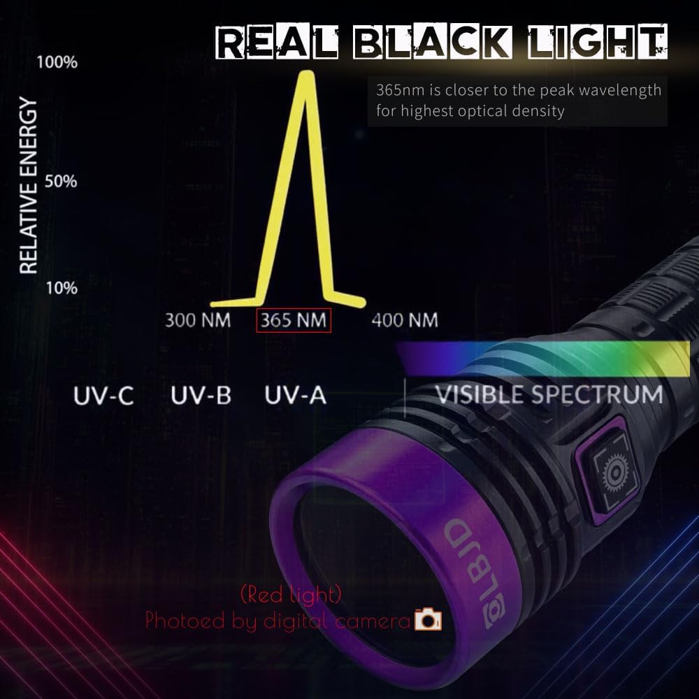 UV Black Light 365 nm Rechargeable Flashlight with Filter for Pet