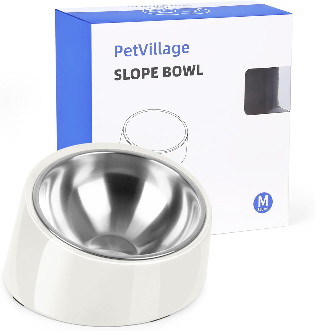 Tilted Dog Bowl Non-Slip & Non-Spill Pet Feeder with Elevated