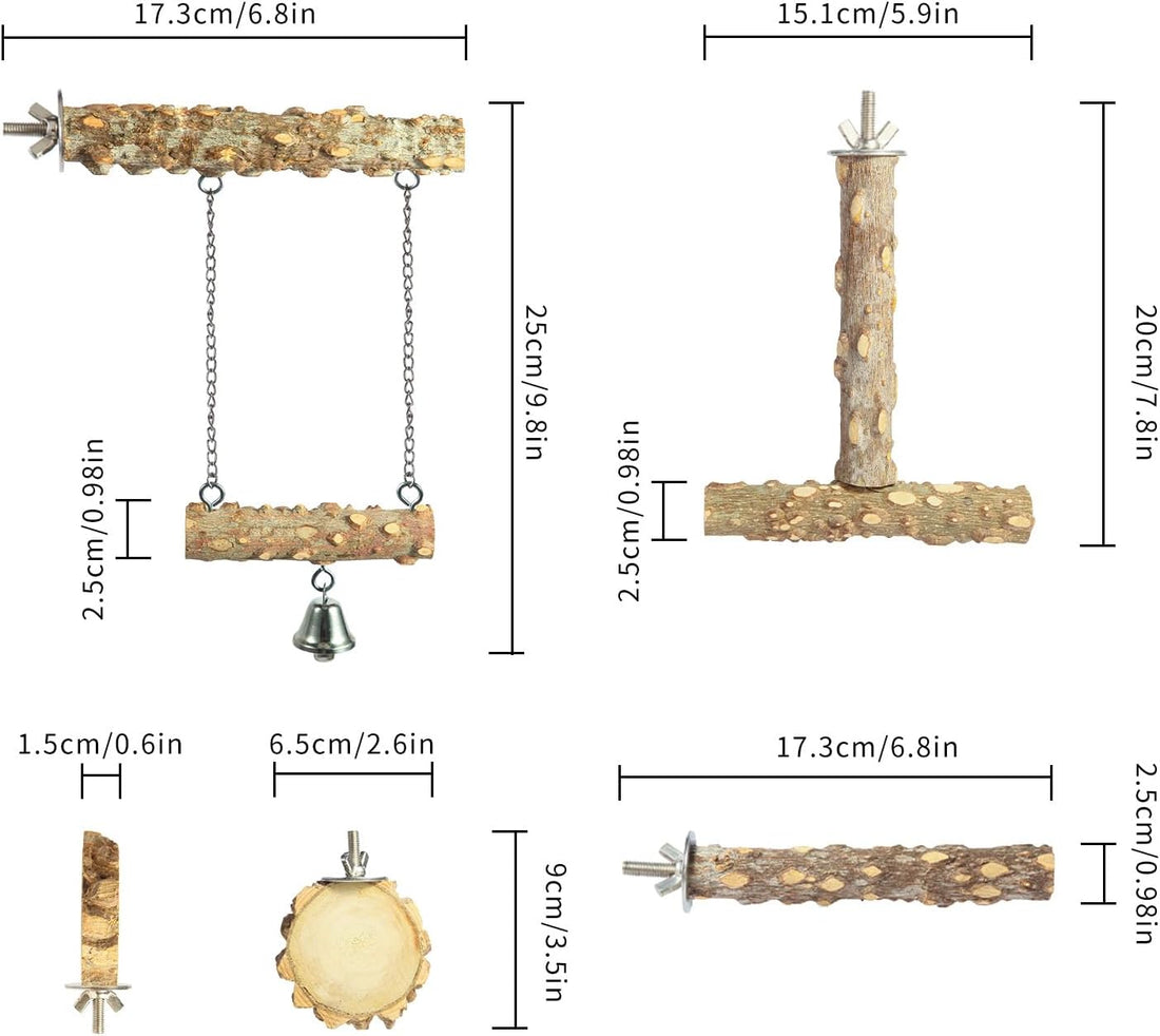 Bird Perches,4pcs Natural Wood Birds Stand Branch