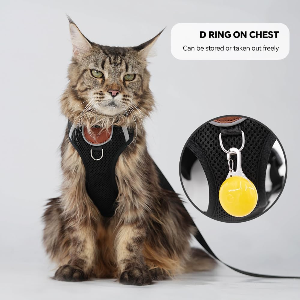 Cat Harness Leash Set with AirTag Holder