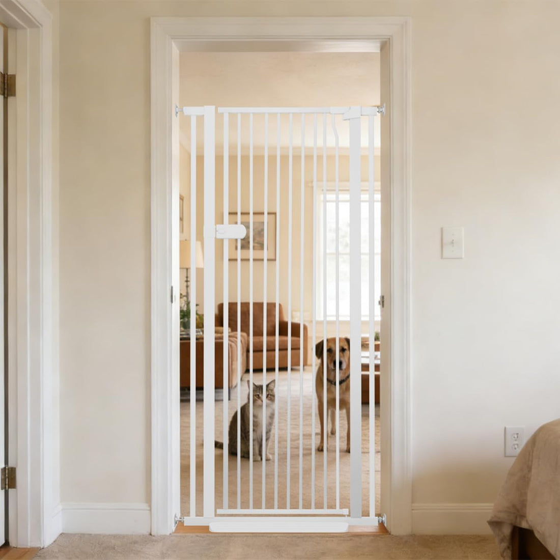 Lumizone Extra Tall Cat Gate 61.02" High 29.92"-34.24" Wide Pet Gate