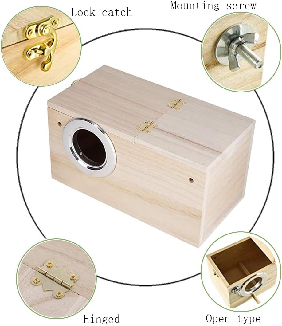 PINVNBY Parakeet Nesting Box Bird House Wood Breeding Box Parrots