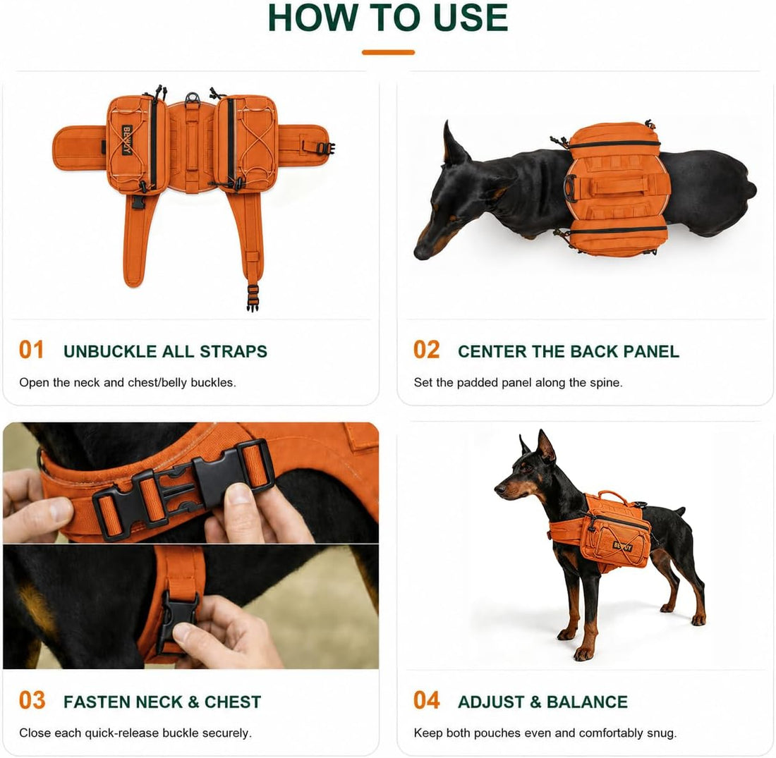 Tactical Dog Backpack for Medium Large Dogs