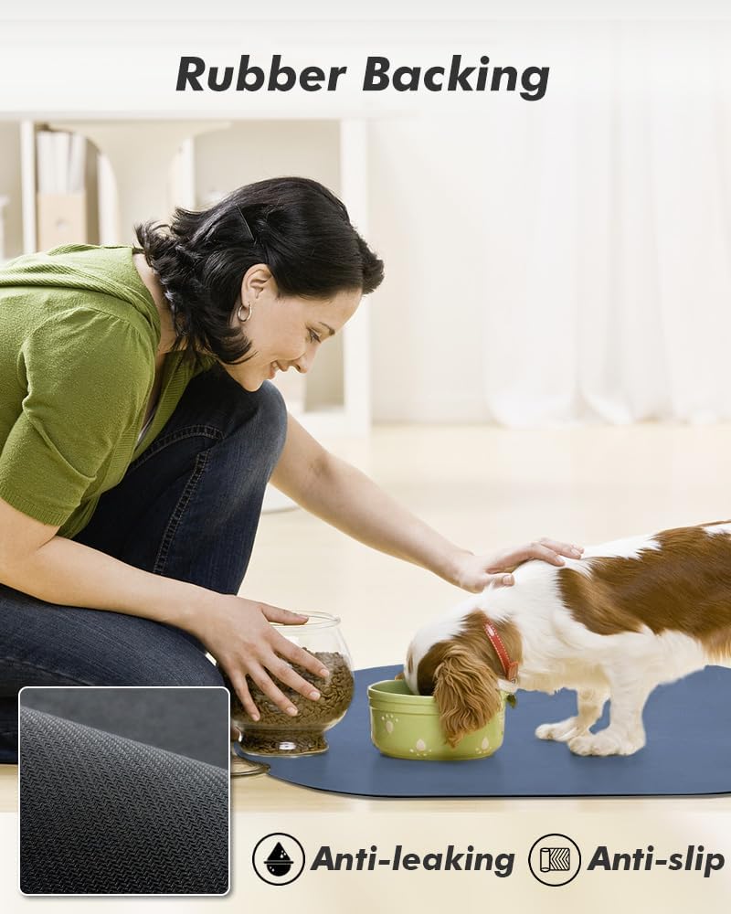 MontVoo Absorbent Dog Food Mat-Dog Mat for Food and Water Bowl