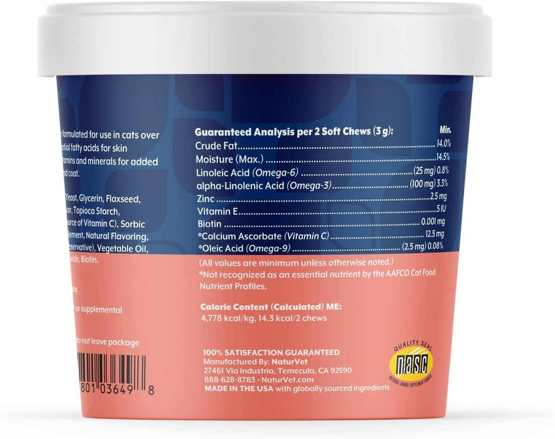 NaturVet Skin & Coat Plus Omegas Supplement for Cats