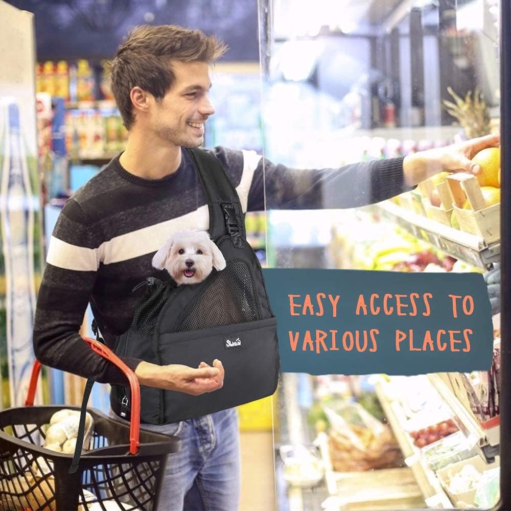 Lukovee Pet Sling, Removable Hard Bottom for Small Dogs, 6-12 lbs