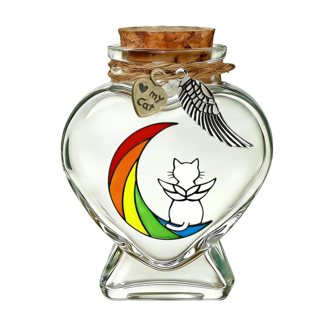 Pet Memorial Bottle for Pet Hair – Heart Shape Glass Fur Keepsake