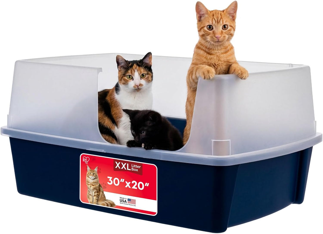 IRIS USA XX-Large High Sided Cat Litter Box, Scatter Shield