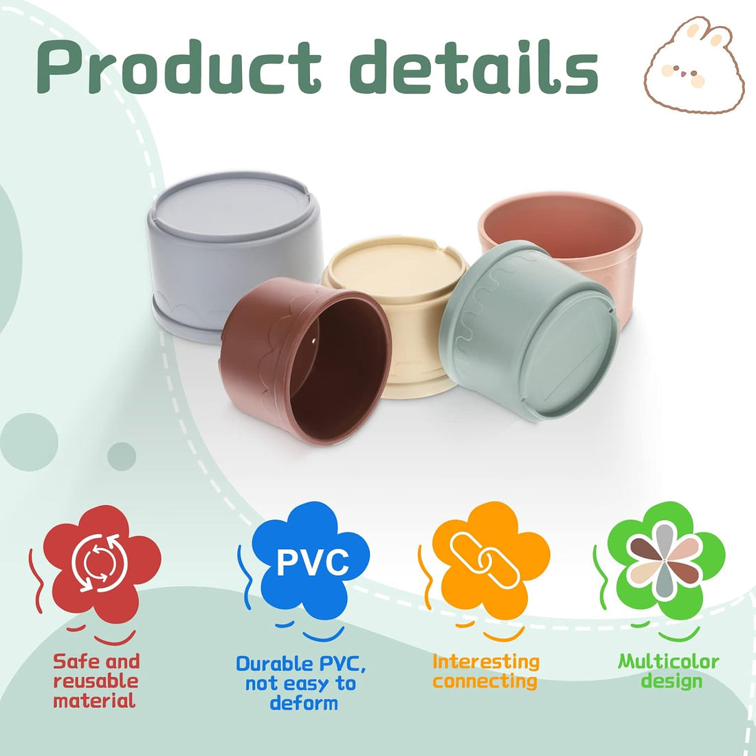 8 Pcs Stacking Cups for Bunny