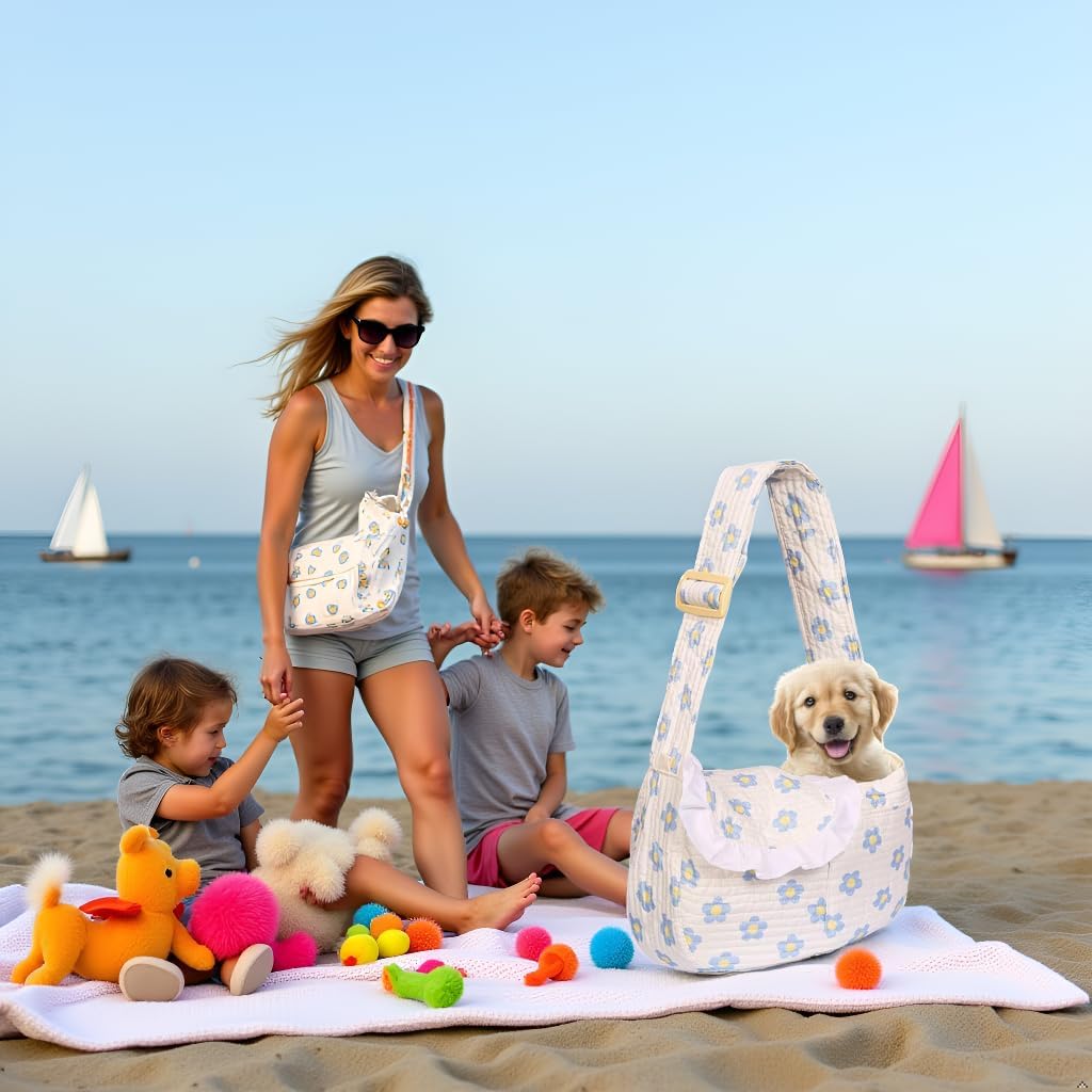 Floral Dog Carrier Sling for Cats & Small Dogs, 5-15Lbs, Medium
