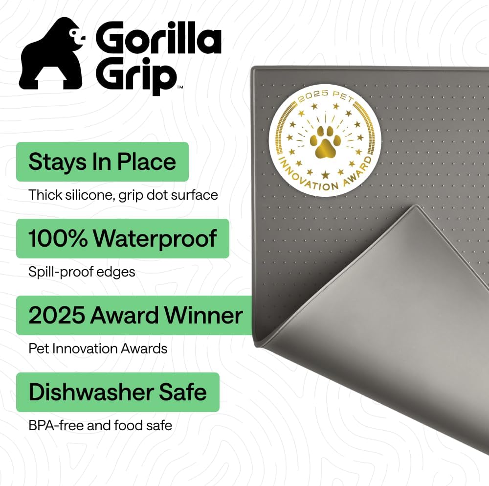 GORILLA GRIP 100% Waterproof Raised Edge BPA Free Silicone Pet
