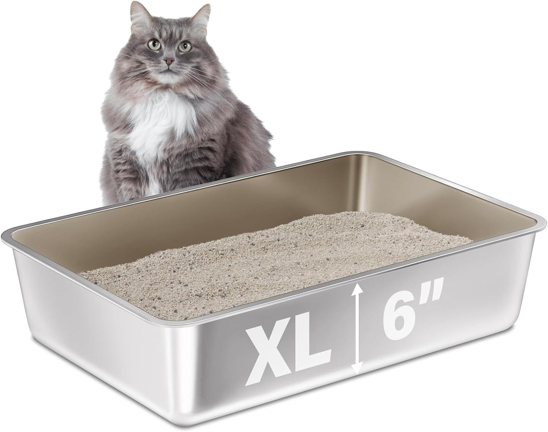 Stainless Steel Litter Box, 23.6“x15.7"x6" Deep Stainless Steel Cat