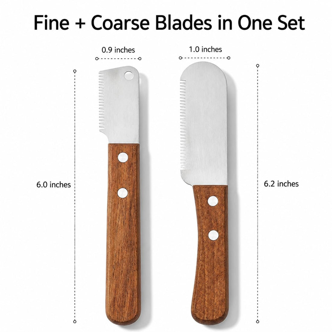 Dog Grooming Carding Tool, Fine and Coarse Wooden Handle Set