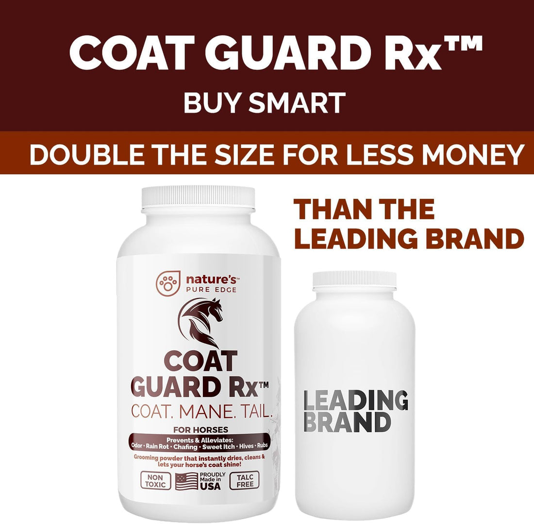 Extra Large. 2 Lbs. Coat Guard Rx™ Coat, Tail, Mane Powder for Horses - Rain Rot, Sweet Itch, Treatment & Dry Shampoo for Horses.