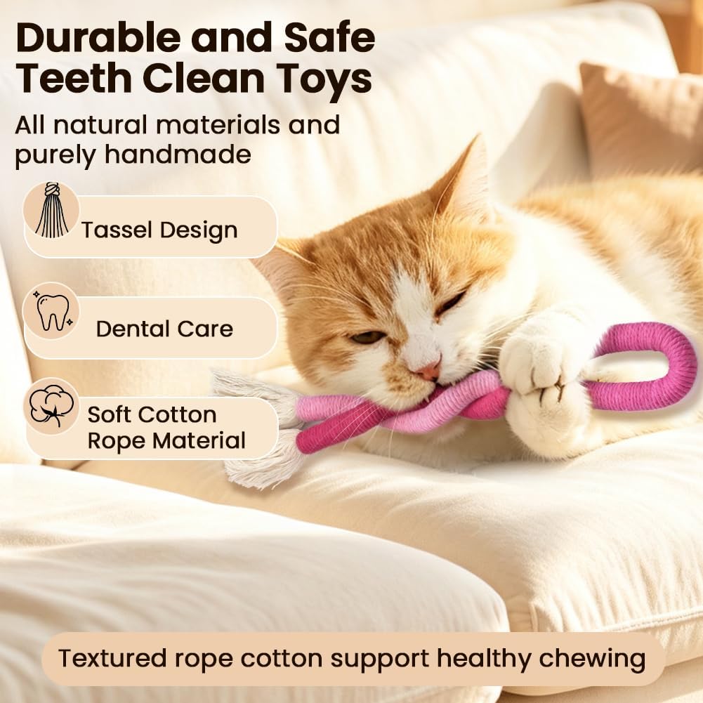 Retro Shaw 3Pcs Cat Chew Ropes with Refillable Natural Catnip