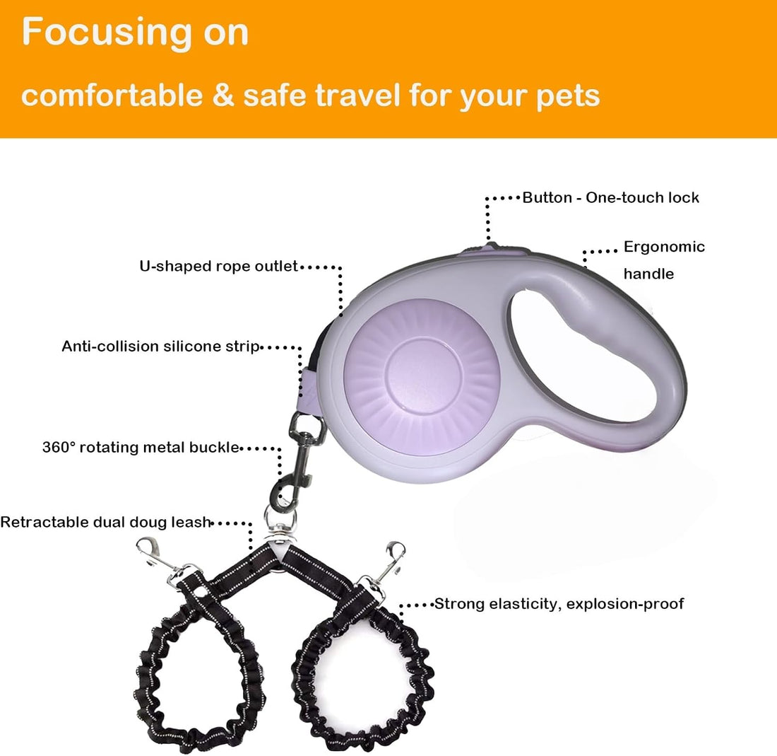 Double Dog Leash for Walking 2 Small Dogs