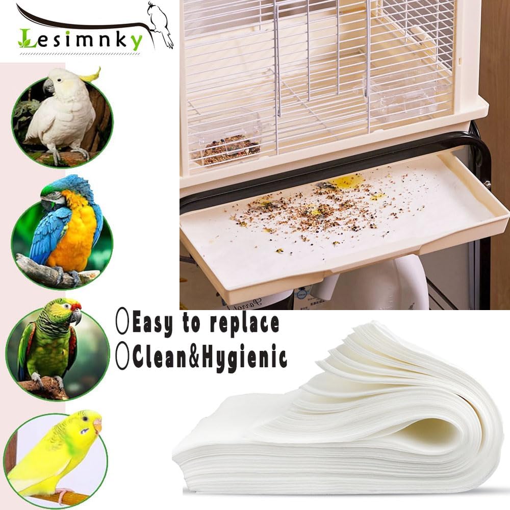 Lesimnky 100pcs Bird Cage Liner Papers,11×20in Big Size Disposable