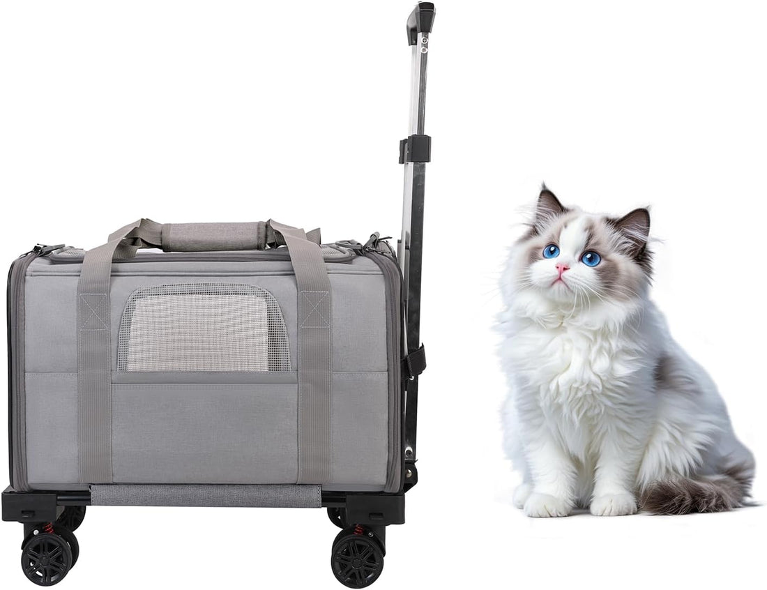 Pet Carrier with Wheels - Soft-Side Wheeled Cat Carrier for Dogs