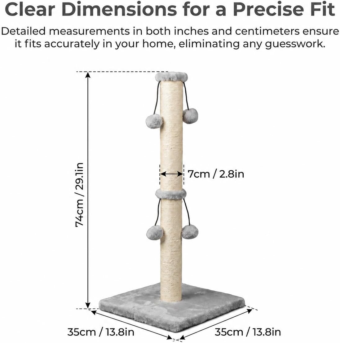 Dimaka 29'' Cat Scratching Post, Natural Sisal Rope Scratcher Post