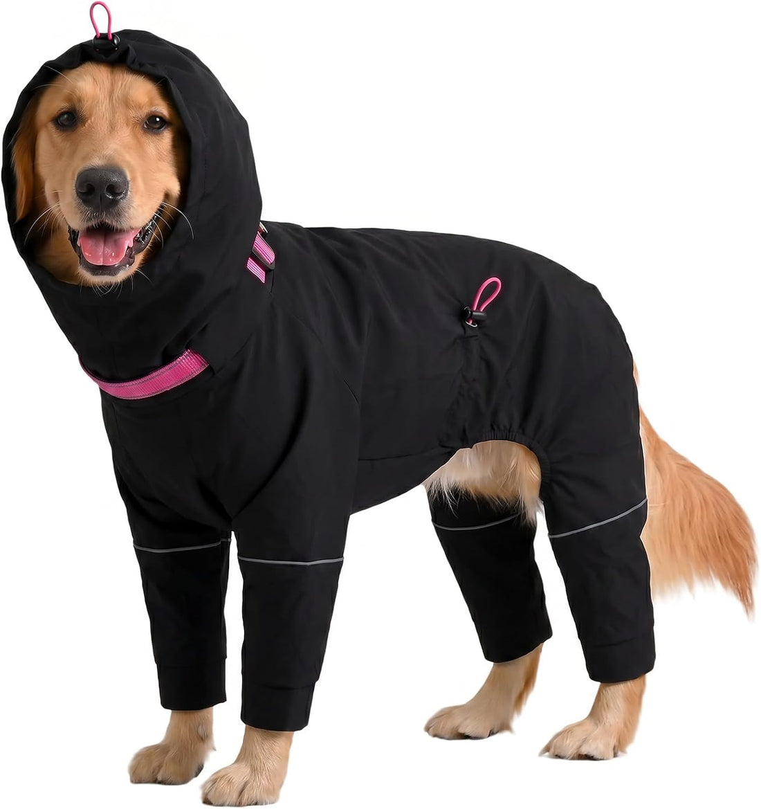 Kouser Waterproof Full-Body Coverage Dog Raincoat, Pink XL
