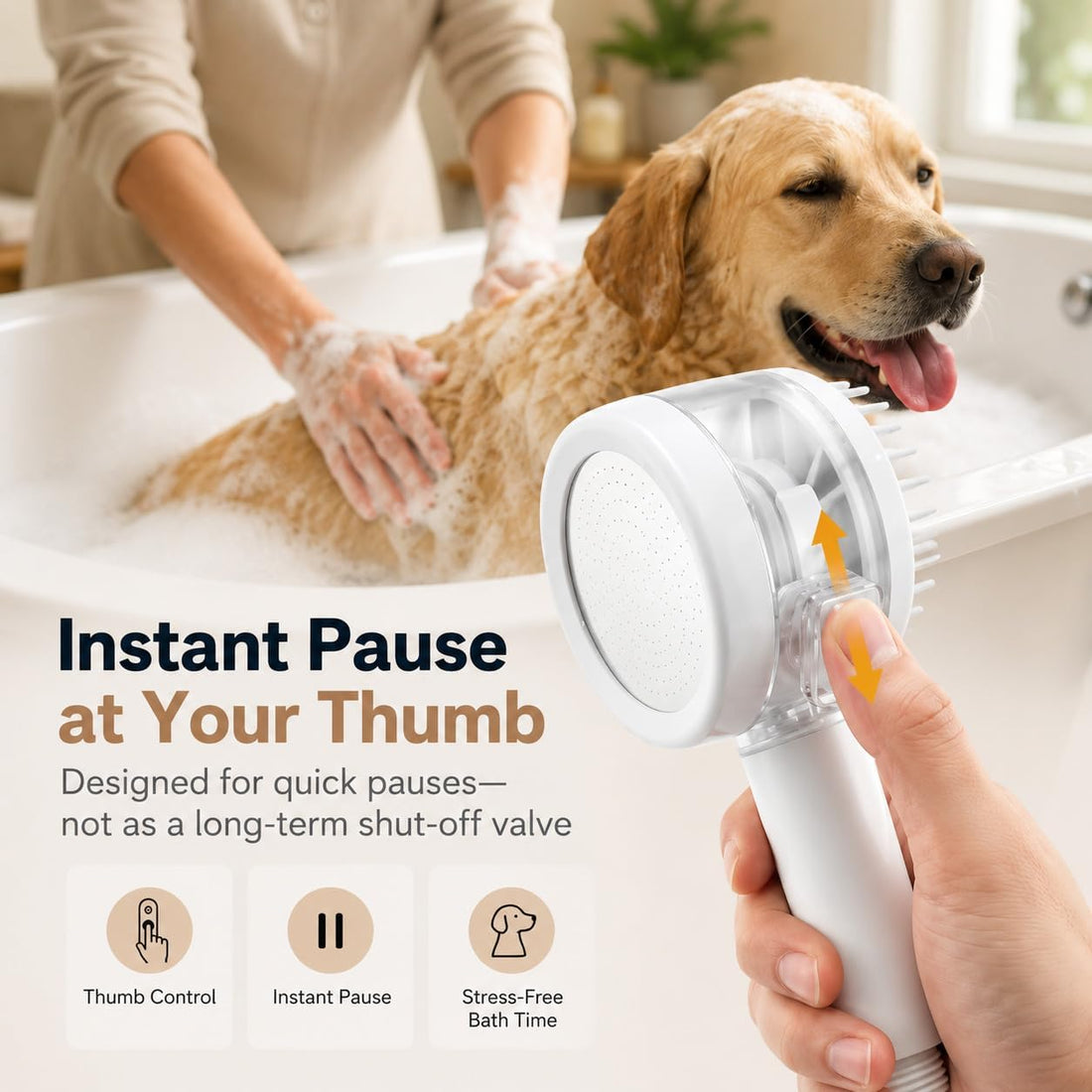 Premium Filtered Dog Shower Attachment,3-Mode Shower Head with Pause