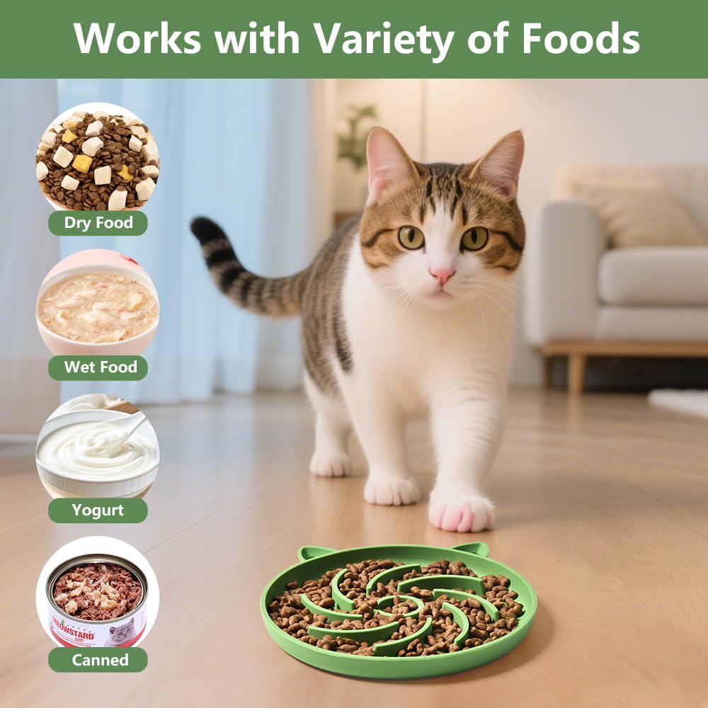 2Pcs Silicone Slow Feeder Cat Bowl,Puzzle Feeder,Interactive