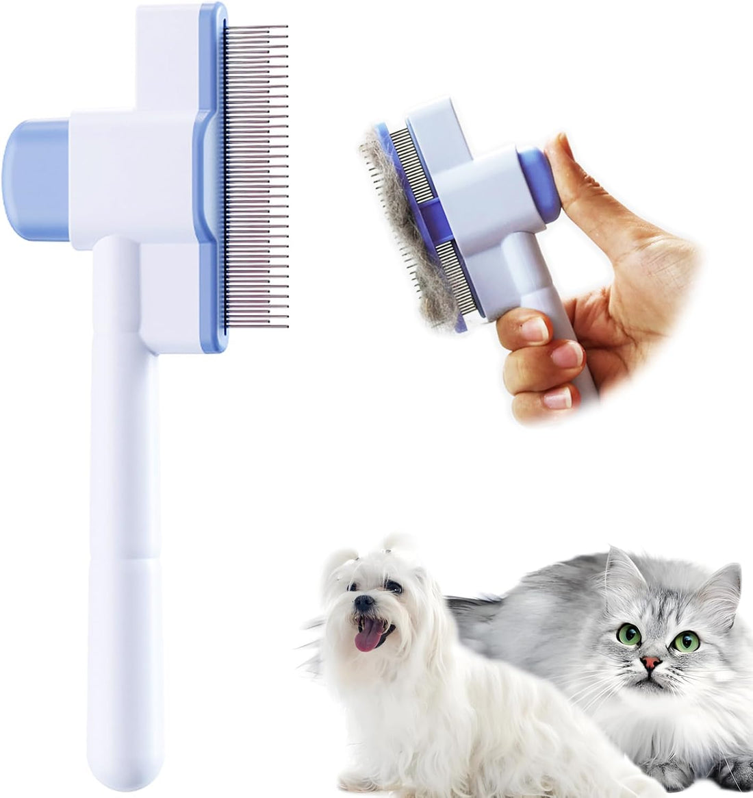 Cat Comb Pet Comb Self Cleaning Upgraded Cat Brush for Long Haired