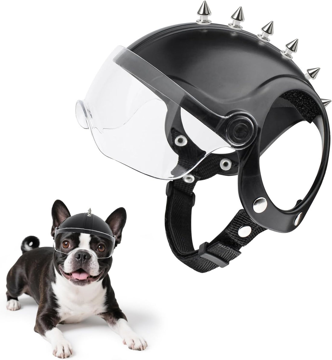 Dog Helmet for Small Breed Cool Pet Motorcycle Helmet with Drop-Down