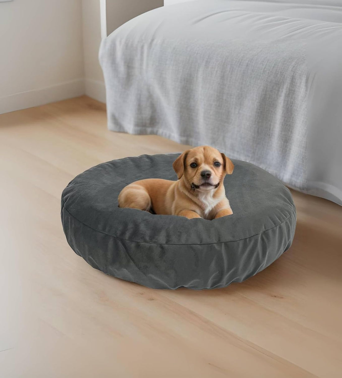 Round Cat and Dog Bed Cover Grey 20 Inch