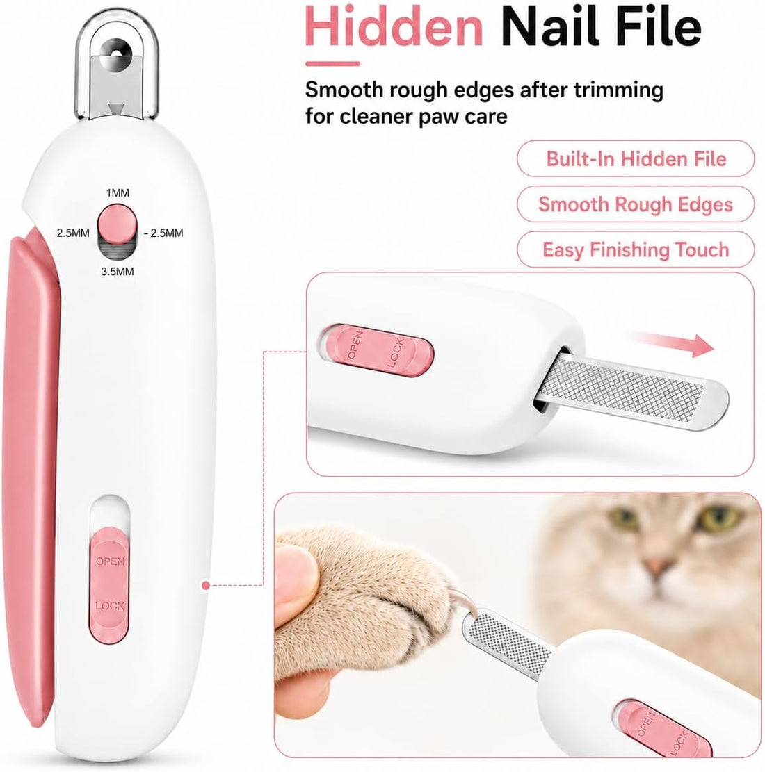 Wanheart Cat Nail Clipper, 4-Size Safety Guard, Nail Catcher & File
