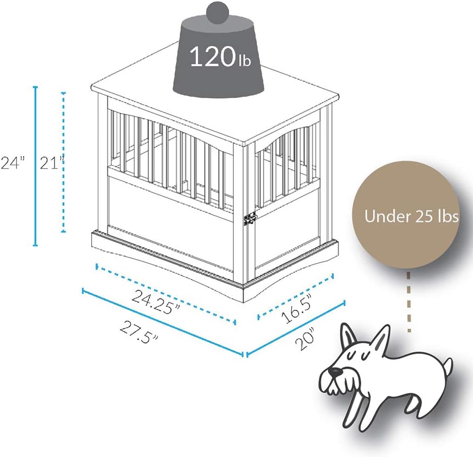 Casual Home Wooden Indoor Dog Crate House Kennel End Table Night