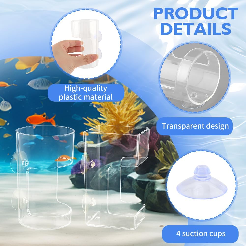 2pcs Fish Tank Feeding Tray w/Suction Cup - Aquarium Fish Feeding Tube
