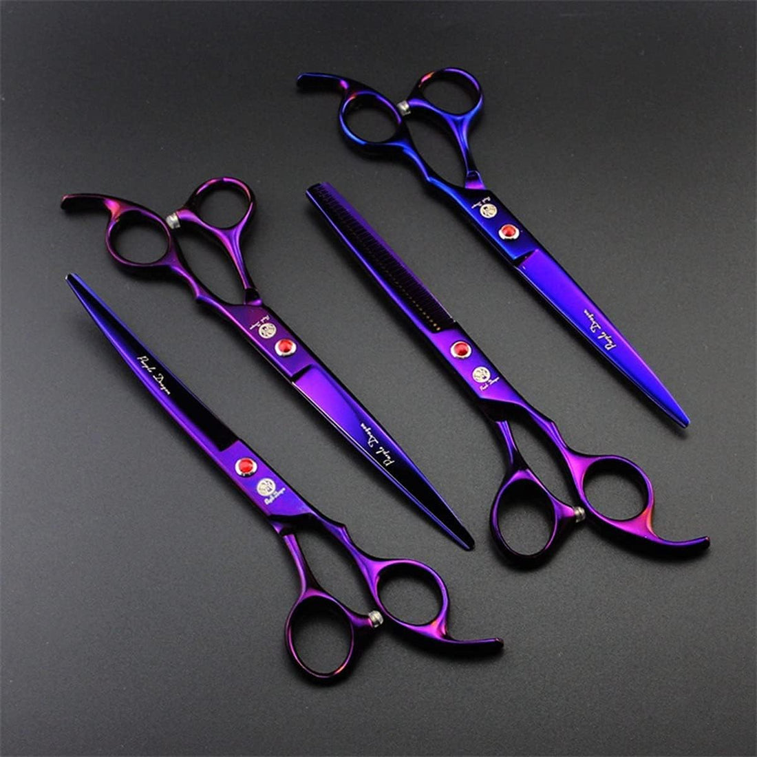 Purple Dragon Professional 7.0 inch Dog Grooming Scissors Set