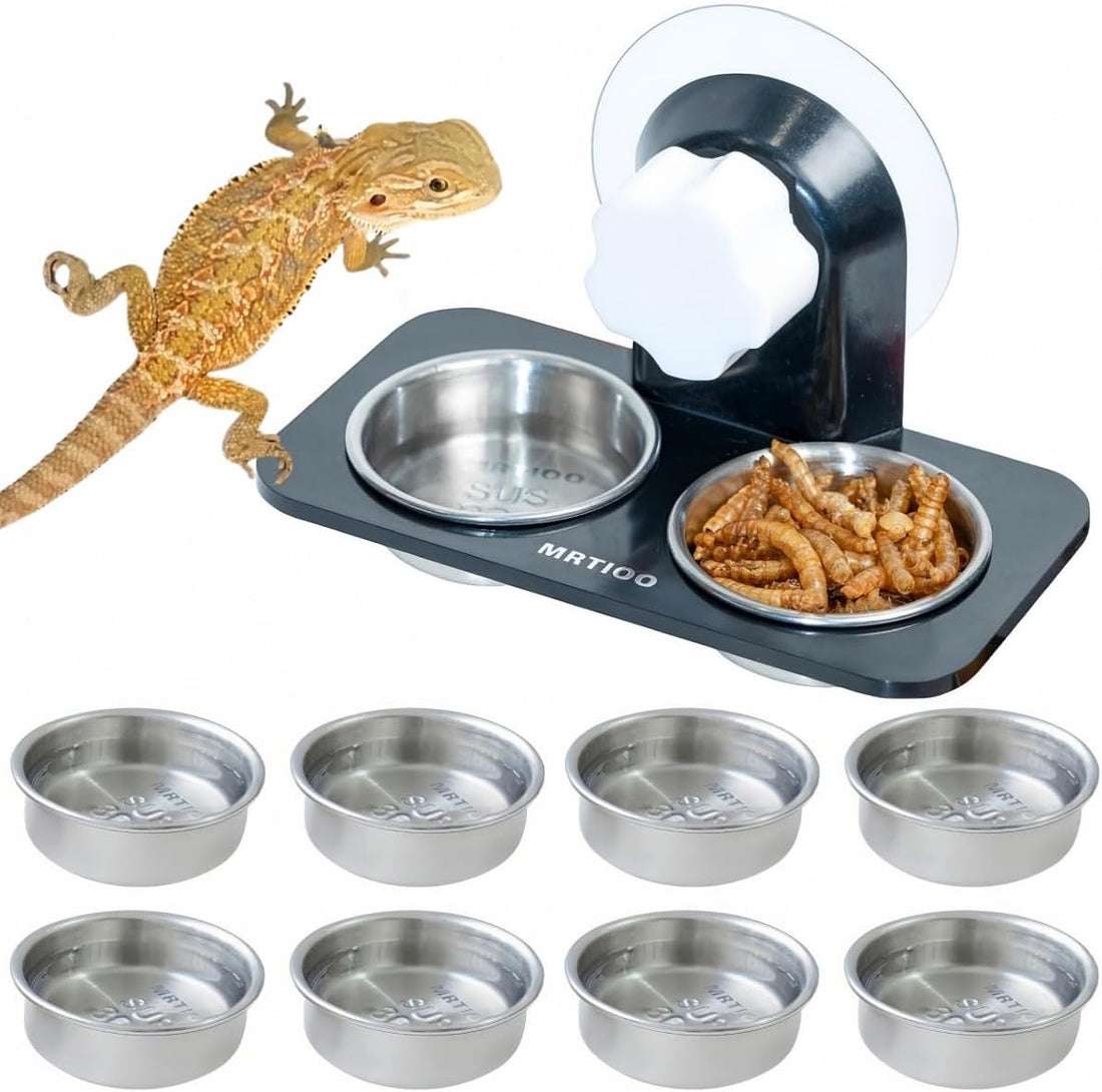 Lizard Gecko Feeding Ledge Holder, with 30 pcs 0.5oz Food Cups Dish