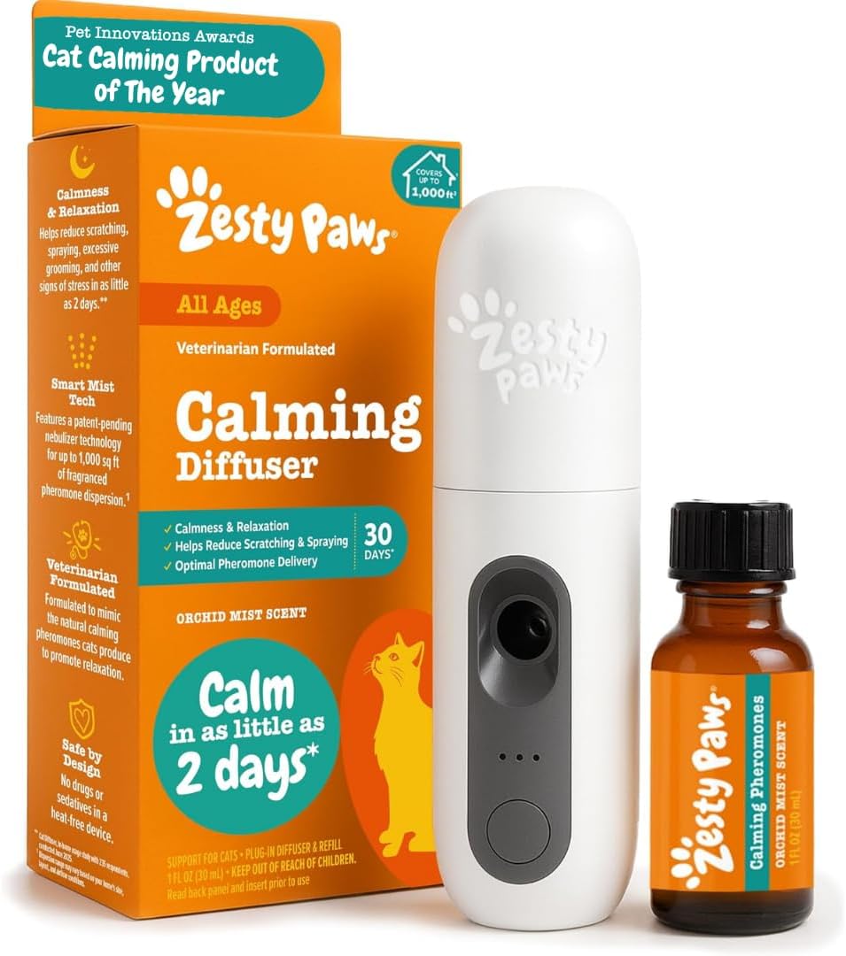 Zesty Paws Cat Calming Diffuser - Cat Pheromones, 3 Pack Refill