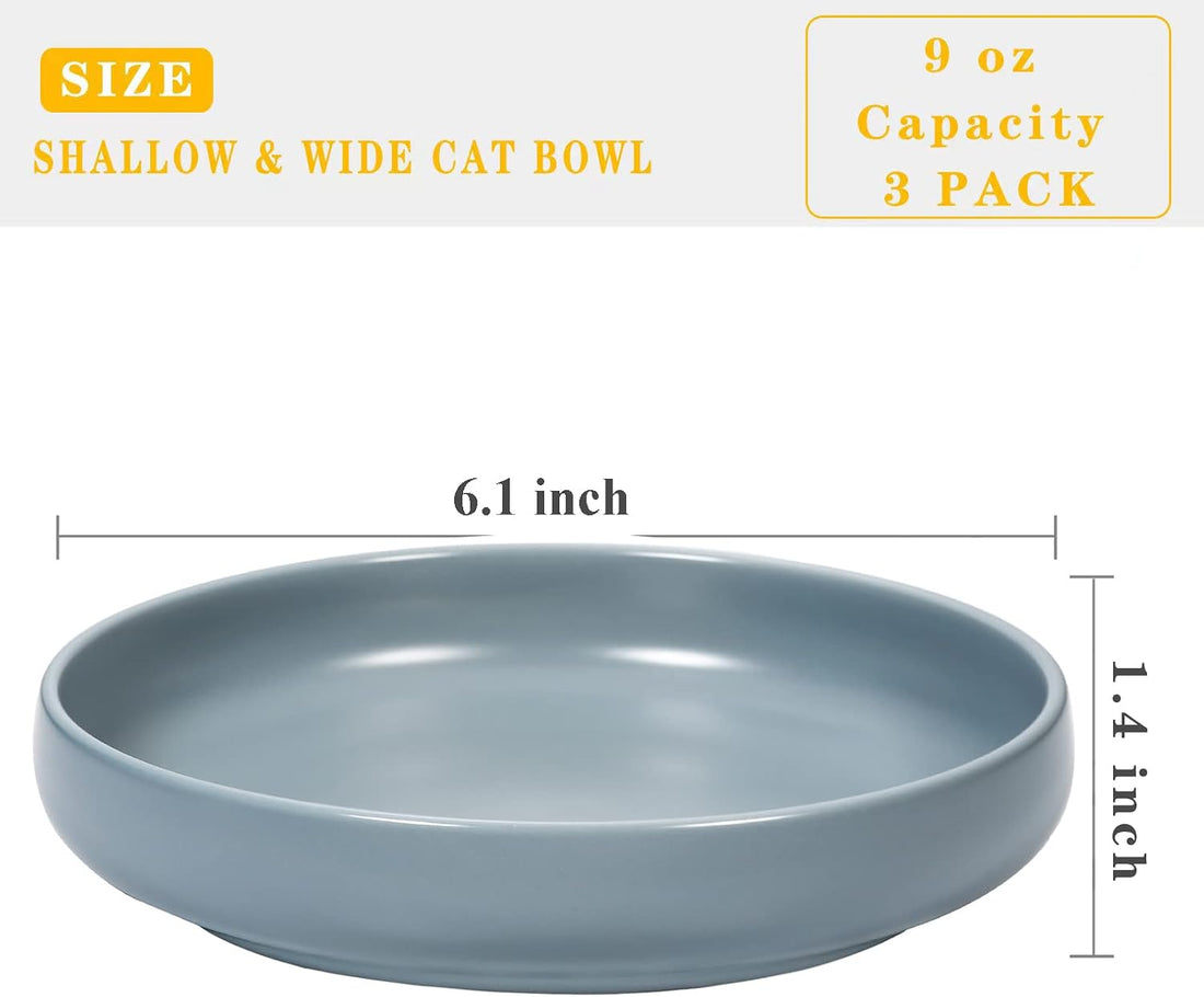 Ceramic Cat Bowls,Shallow Cat Dishes for Food and Water
