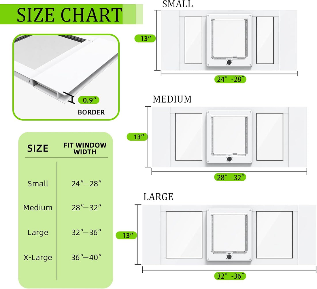 Cat Door for Window, Aluminum Cat Door Window Insert with 4 Secure