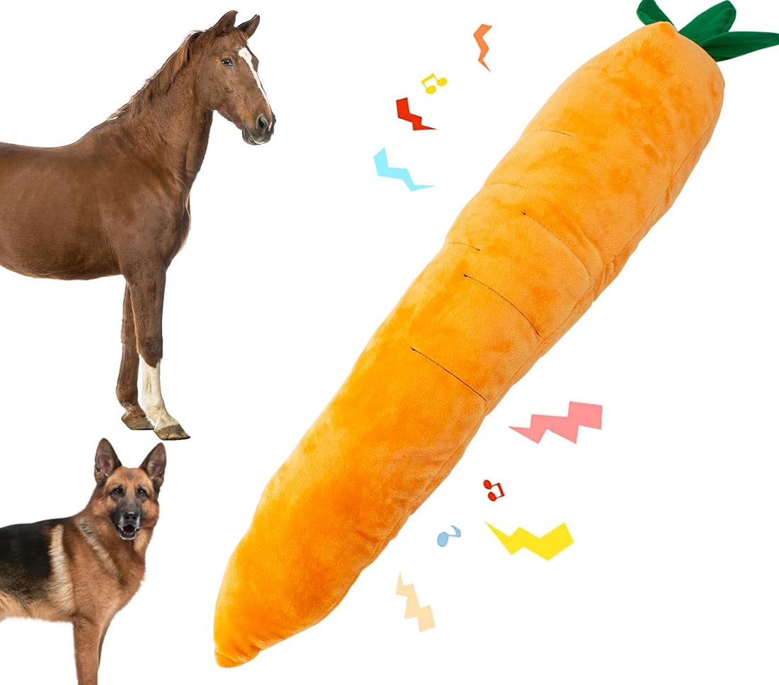 Horse Toy Plush Squeaky Carrot, Large Carrot Shaped Horse Squeaky Toy