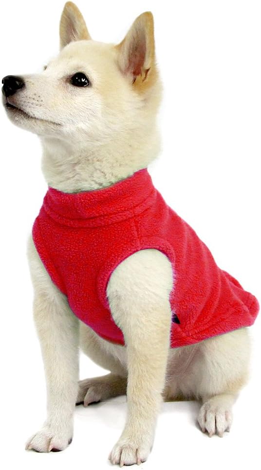 Gooby Stretch Fleece Vest Dog Sweater, Red, Medium