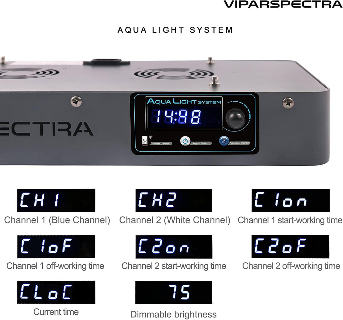 VIPARSPECTRA 165W LED Aquarium Light Dimmable Full Spectrum LED Reef
