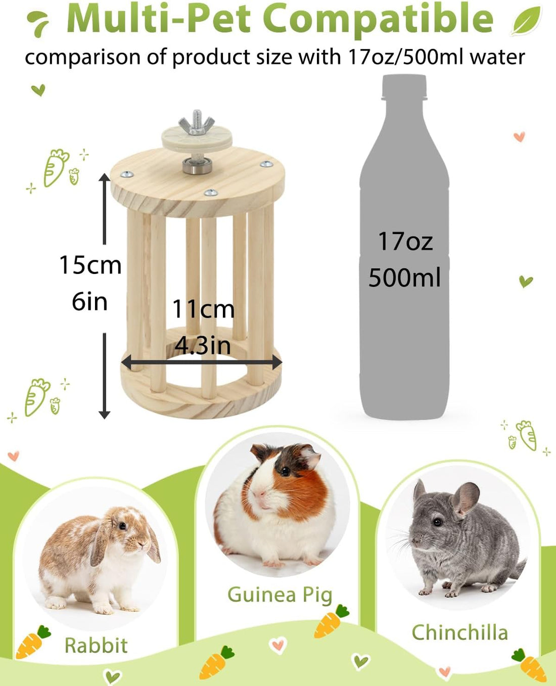 2 in 1 360° Fun Rotating Rabbit Hay Feeder No Waste for Cage